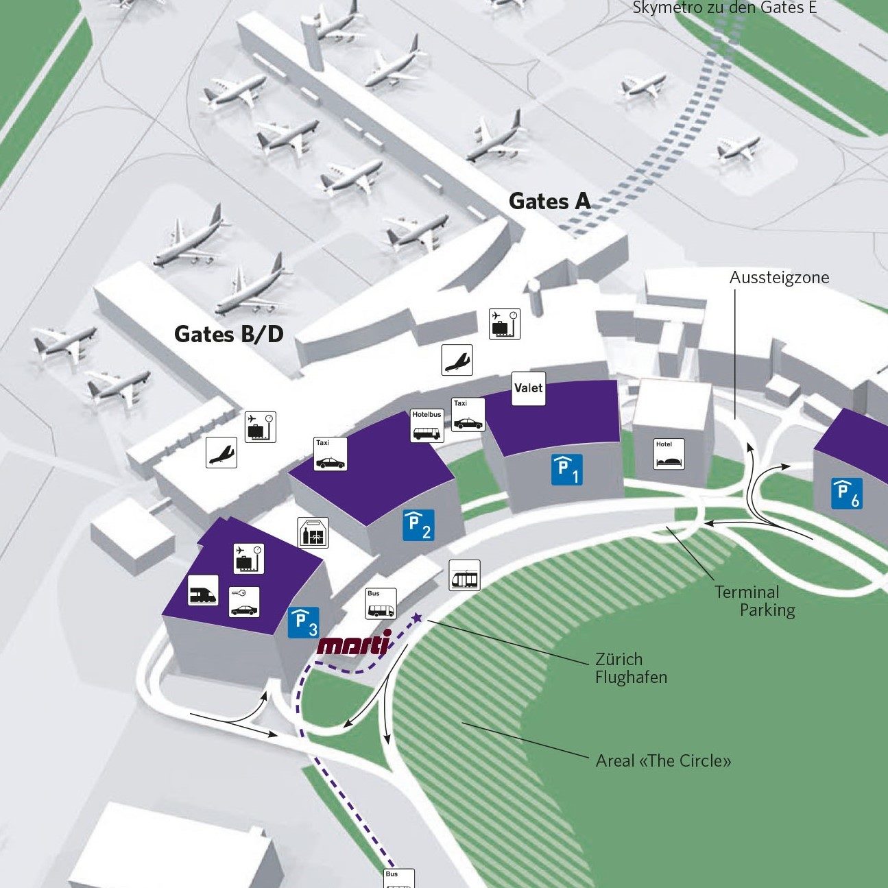 Plan Anfahrt Flughafen Zuerich 2015.indd